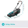Cortacésped a batería Gardena PowerMax 37/36V P4A, set listo para usar, ancho de corte 37 cm, 36 V (2x 18 V), 2 baterías Li-Ion de 4,0 Ah (POWER FOR ALL ALLIANCE), cargador, negro/gris