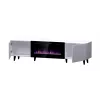 Mueble TV Cama Meble PAFOS EF con chimenea eléctrica 180×42×49 cm, blanco mate