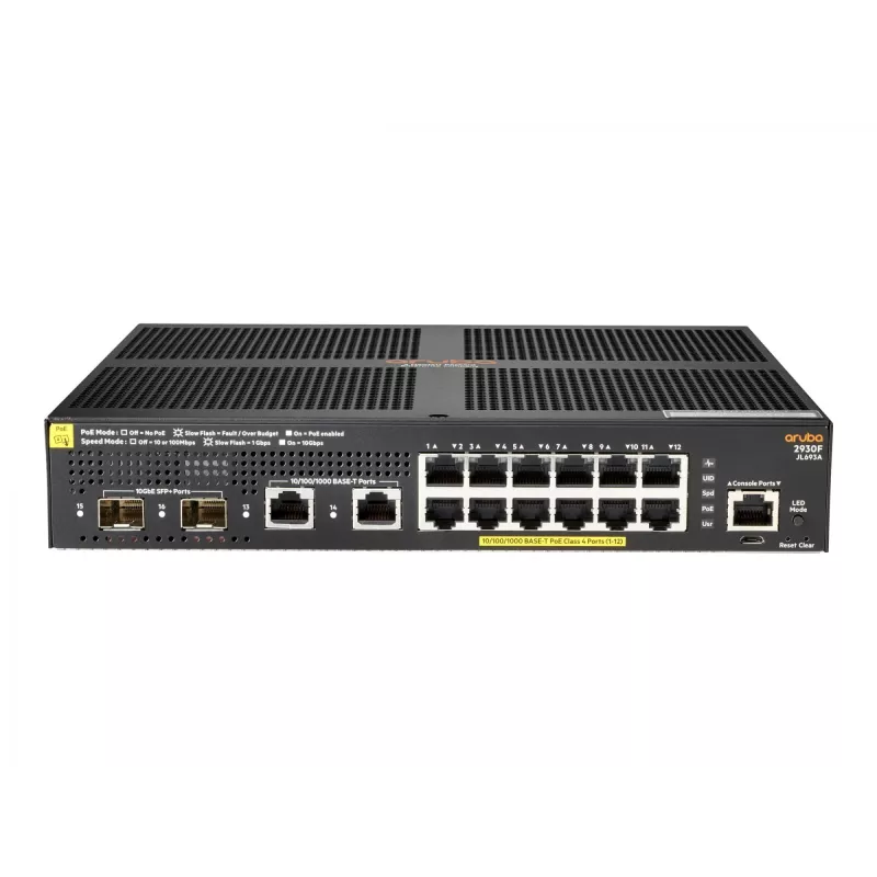 Switch gestionado Aruba 2930F 12G PoE+ 2G/2SFP+