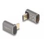 Adaptador USB DeLOCK 40 Gbit/s USB Type-C PD 3.0 100 W conector macho a conector hembra en ángulo 8K 60 Hz metal