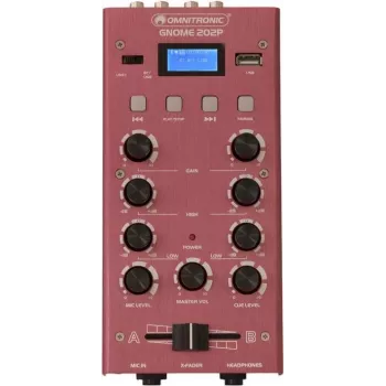Minimezclador Omnitronic GNOME-202P, mezclador compacto de 2 canales con EQ de 3 bandas