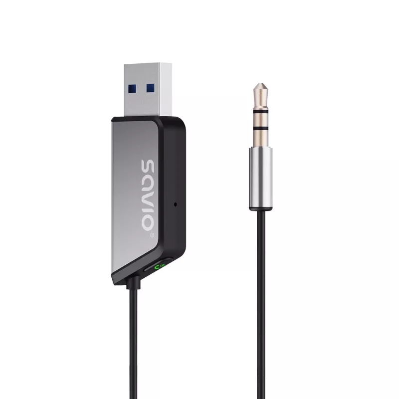 Savio TR-16 adaptador transmisor AUX con función manos libres, Bluetooth 5.3, Google Assistant/Siri
