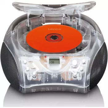 Radio portátil con reproductor de CD Lenco SCD-24TR — FM, salida de 4W, LCD, antena telescópica, funcionamiento con red/batería, 6 pilas C