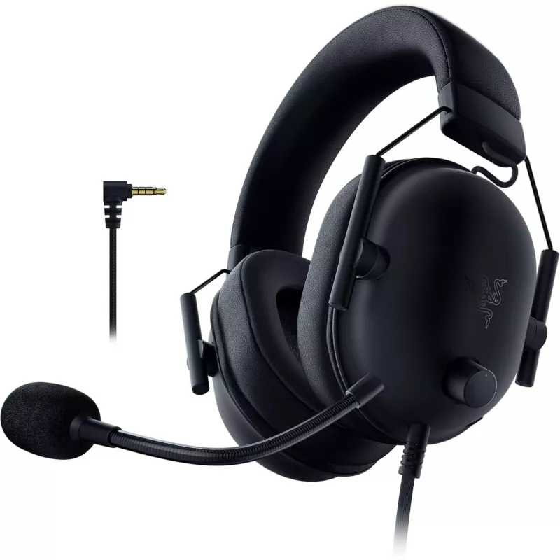 Auriculares gaming con cable Razer BlackShark V2 X — binaurales, 3,5 mm, 32 Ω, 12–28000 Hz, micrófono de varilla -42 dB, 270 g