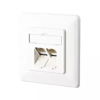 BTR Toma de datos E-DAT C6A, Cat.6A, 2 tomas, empotrar, blanco puro RAL 9010 Para conectar 2 PCs (130C381002-I)
