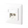 BTR Toma de datos E-DAT C6A, Cat.6A, 2 tomas, empotrar, blanco puro RAL 9010 Para conectar 2 PCs (130C381002-I)