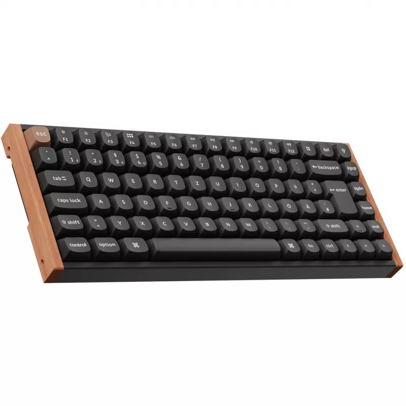 Keychron K2 HE (negro/madera, distribución DE, Gateron Double-Rail Magnetic Nebula, marco de aluminio)