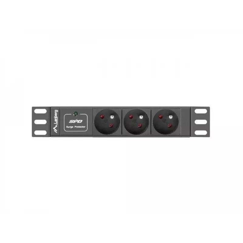 Lanberg PDU-03F-0200-BK unidad de distribución de energía (PDU) 1U negra 3 salidas AC (PDU-03E-0200-IEC-BK)