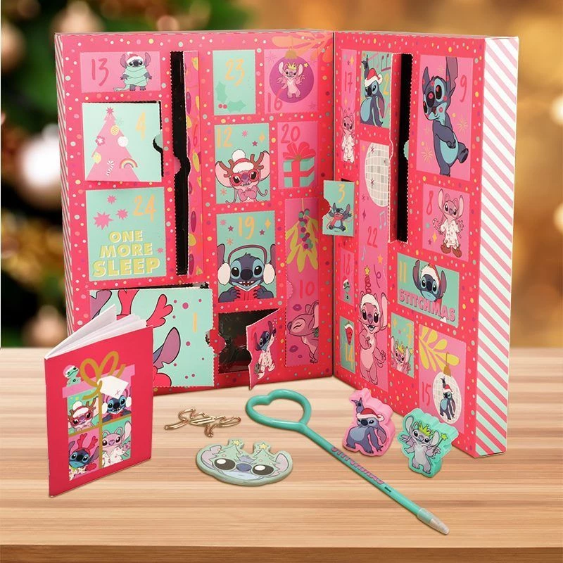 Calendario de adviento Paladone Stitch Stationery 24 días con 24 artículos de papelería únicos