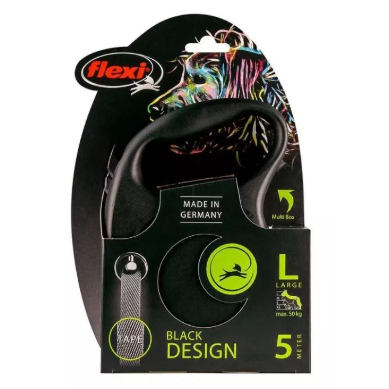 Flexi Black Design L correa retráctil para perro de 5 m