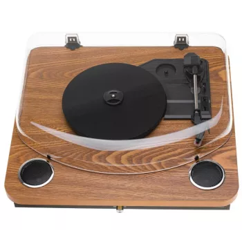 Tocadiscos analógico de transmisión por correa Adler AD 1914 con conexión USB, plato cerámico, motor de corriente continua, 33 1/3 rpm, Bluetooth 5.4, salidas RCA, altavoces integrados