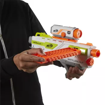 Bláster de juguete HASBRO Nerf BattleScout ICS-10 FFP B1756F030 – Bláster de dardos de espuma, un solo disparo, riel táctico