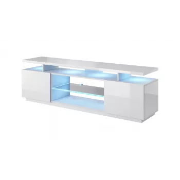 Mueble RTV EVA 180x40x56 blanco/blanco brillante