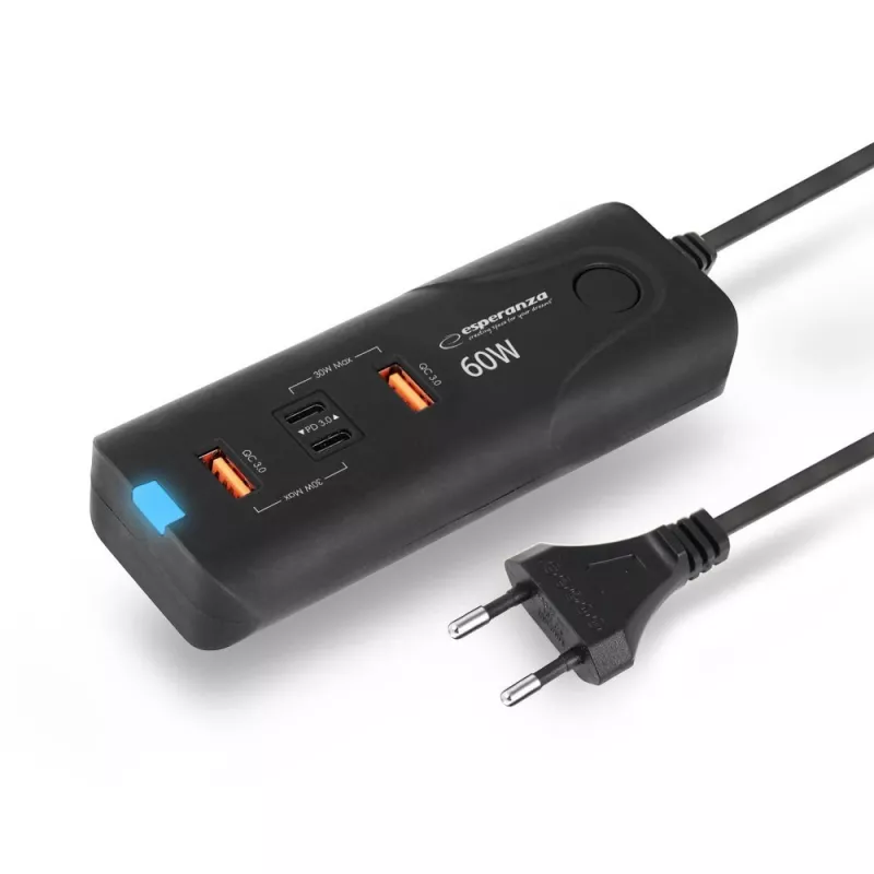 Cargador para dispositivos móviles Esperanza EZC109 universal negro AC carga rápida interior