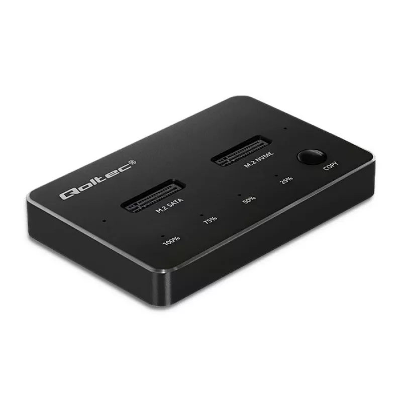 Qoltec 52274 Base de acoplamiento para SSD M.2 | NVMe | SATA | USB-C | DUAL 2 x 2TB