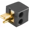 shiverpeaks BASIC-S Conector acodado para altavoz mini, roscado, chapado en oro, negro
