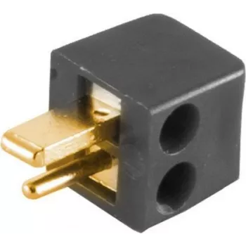 shiverpeaks BASIC-S Conector acodado para altavoz mini, roscado, chapado en oro, negro