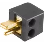 shiverpeaks BASIC-S Conector acodado para altavoz mini, roscado, chapado en oro, negro