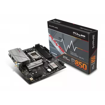 Placa base Sapphire PULSE B850M WIFI — AMD B850 micro ATX, socket AM5, DDR5 hasta 7600 MHz, 4 DIMM, 192 GB, Wi‑Fi 6, 2.5GbE