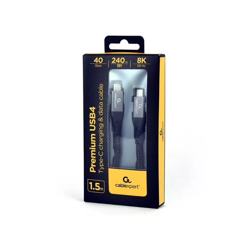 Cable USB-C a USB-C GEMBIRD CCBP-USB4-CMCM240 1,5 m, USB4 Gen 3x2, 40 Gbit/s, 240 W, negro