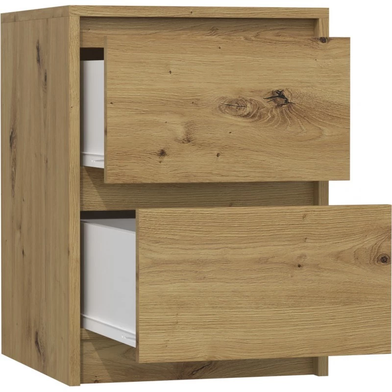 Mesita de noche Topeshop K2 ARTISAN 2 cajones roble