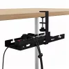 Maclean MC-105 B organizador de cables para debajo del escritorio, acero/ABS, 400 mm, montaje con abrazadera para tableros de 5–50 mm, carga máx. 5 kg, negro