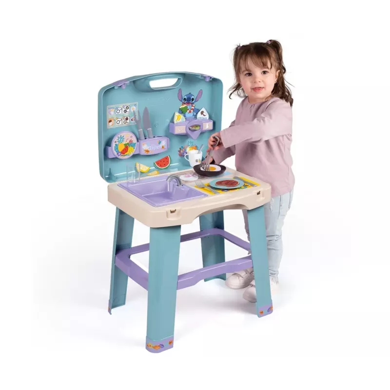 Cocina de juguete SMOBY Stitch Kitchen 7600311909 con accesorios – Set de cocina de juego de rol para niños