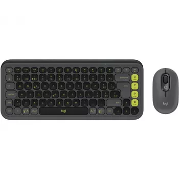 Logitech POP ICON COMBO Swiss, Grafito/Verde, Bluetooth, Swiss, 920-013275
