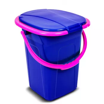 Cubo de inodoro portátil para camping GreenBlue GB320BR 19L viaje festival con asa asiento desmontable - Azul marino y rosa
