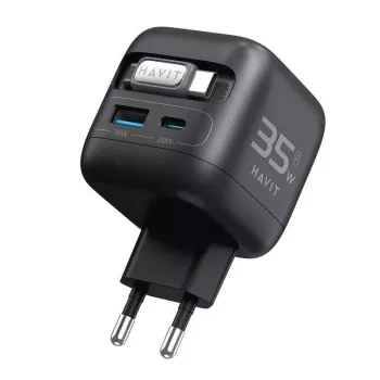 Cargador de viaje GaN Havit UC250 A-EU 20V 1xUSB-C 0,7m negro