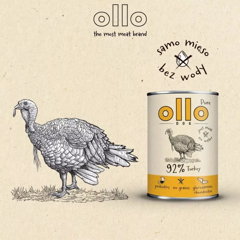 OLLO Pure Pavo - Comida húmeda para perros - 850 g