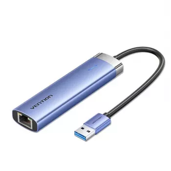 Vention TGFSB USB 3.2 Gen 1 (3.1 Gen 1) Type-A hub de 5 puertos con Gigabit RJ-45 y USB-C, azul