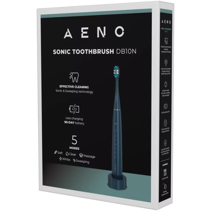 Cepillo de dientes eléctrico, Azul marino, 3 cabezales de cepillo, 1400mAh, función: suave, limpieza, masaje, blanco, frotado