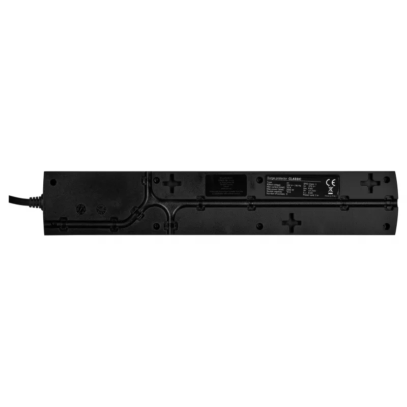 EVER Classic T/LZ09-CLA030/0000 protector contra sobretensiones, 5 tomas, 3 m, 250 V, protección infantil, LED, negro