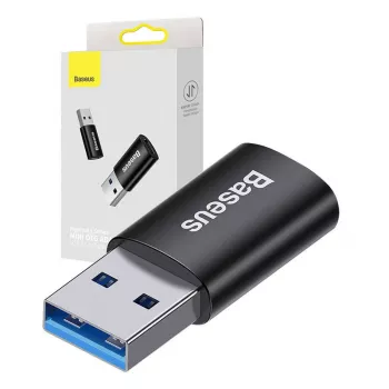 Adaptador Baseus Ingenuity USB Type-A (conector hembra) a USB Type-C (conector macho) 10 Gbit/s, negro, 14×22×8 mm