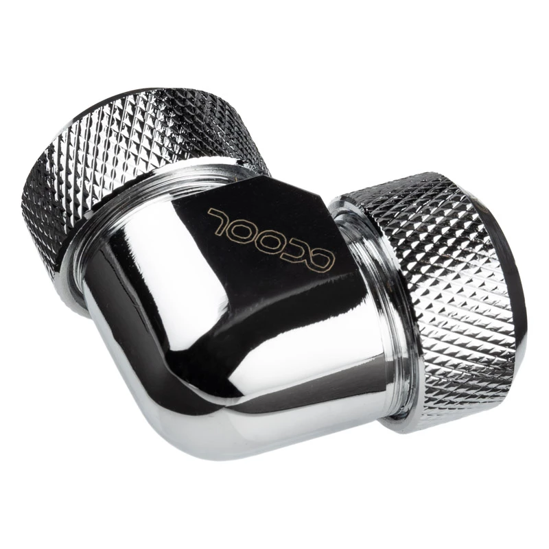 Alphacool Eiszapfen 17410 conector de compresión HardTube de 13 mm, unión en L de 90° para tubos de acrílico y latón, cromo