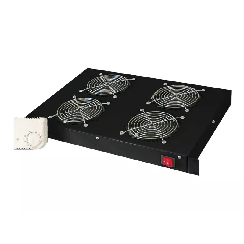 Digitus DN-19 FAN-4-HO-SW unidad de ventilación de techo de 19 pulgadas, 4 ventiladores, termostato, negro