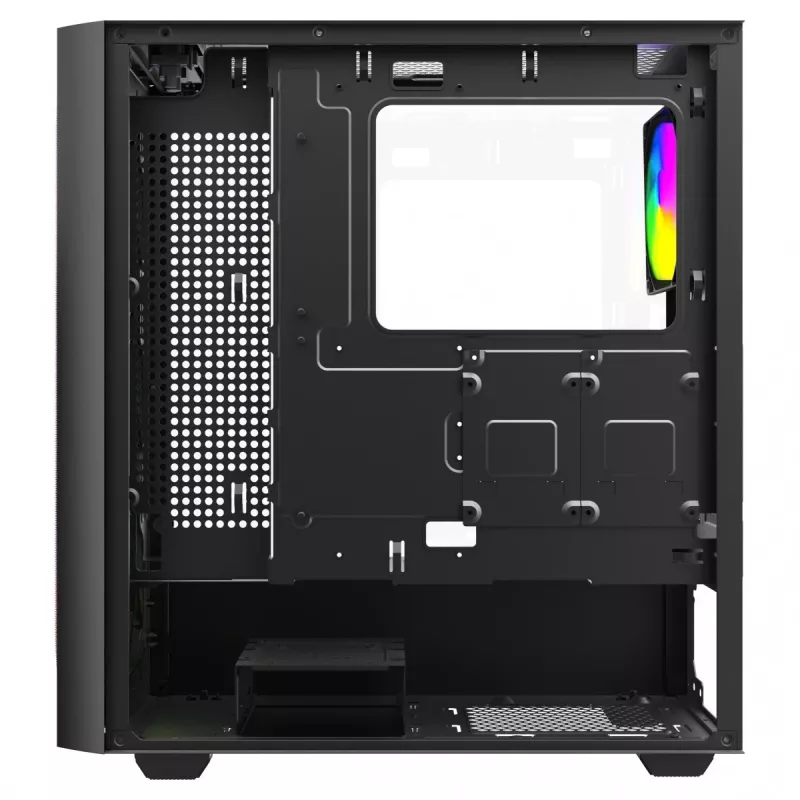 Caja de PC SAVIO Noctis Flow RGB — Cube, ATX/Mini-ITX, 3 ventiladores frontales de 120 mm, ventana lateral de cristal templado, GPU máx. 35 cm