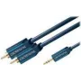 Cable adaptador MP3 (conector jack de audio de 3,5 mm/2 conectores RCA) – 3,0 m – adaptador adicional para reproductores MP3, iPods y smartphones