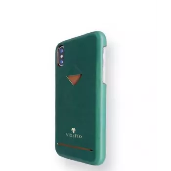 Carcasa trasera con compartimento para tarjetas VixFox para iPhone X / XS, verde bosque, funda protectora con compartimento para tarjetas