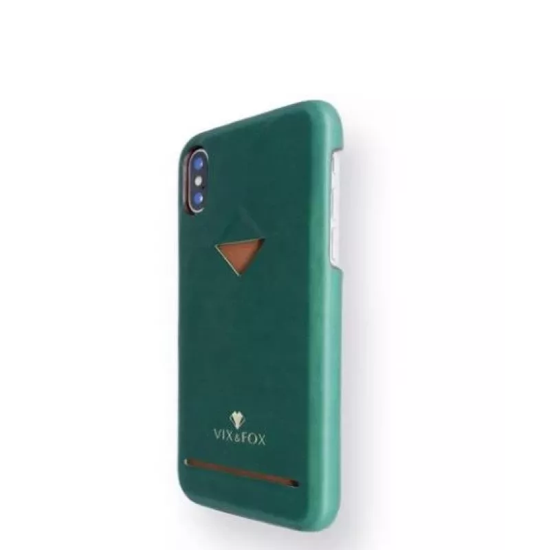 Carcasa trasera con compartimento para tarjetas VixFox para iPhone X / XS, verde bosque, funda protectora con compartimento para tarjetas
