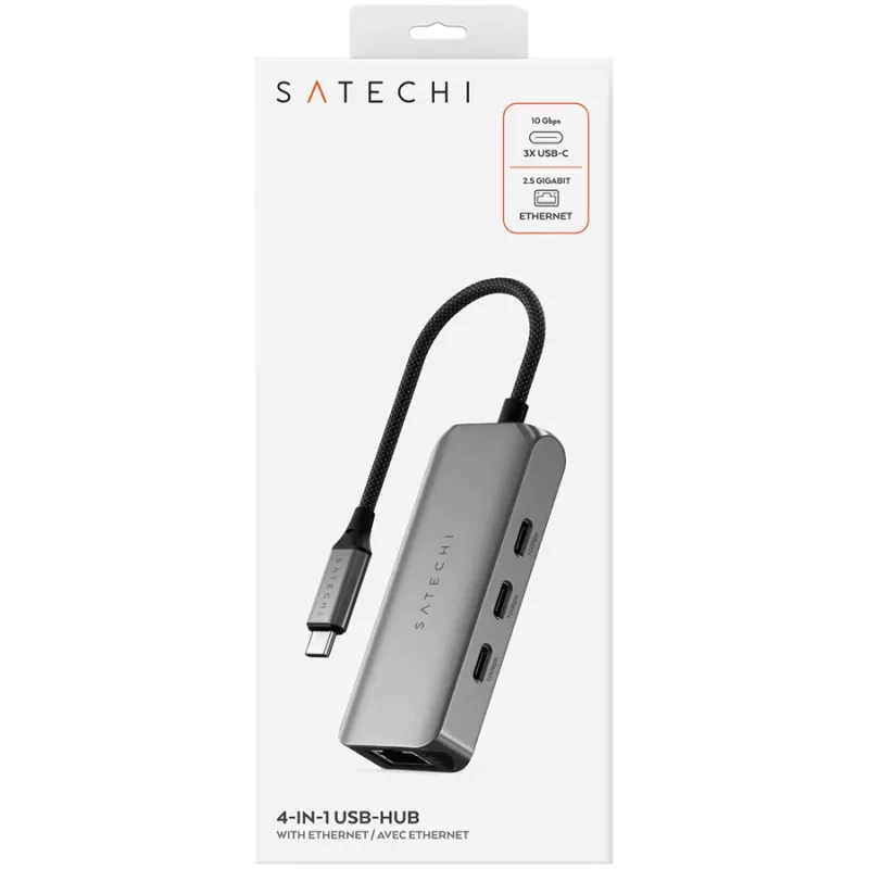 Satechi Docking Station 4 en 1 ST-H3C25EM USB-C 3.2 Gen2 Gris (ST-H3C25EM)