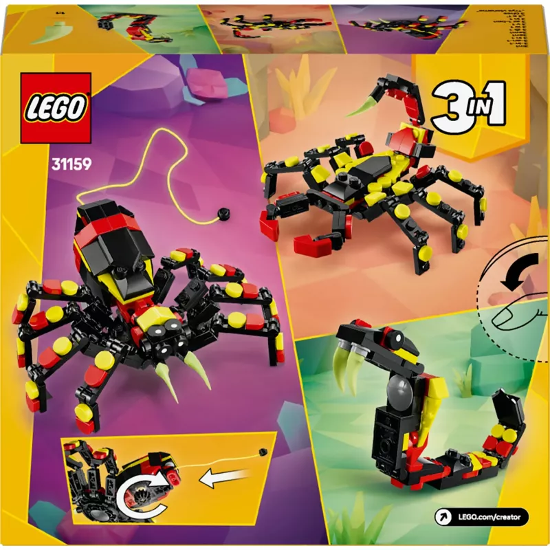 LEGO Creator 3 en 1 modelo de araña construible 31159 — 153 piezas, edad 7+, 110×150×50 mm