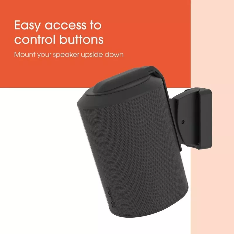 Soporte de pared Vogels | Soporte de pared para altavoz para Sonos Era 100 | Inclinable, orientable | Capacidad de carga máxima 7 kg | Negro