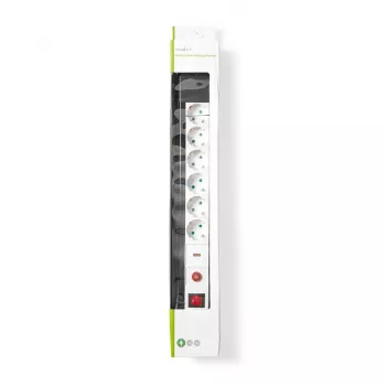 Nedis EXS630SPF1PRO Alargador 3 m 6 tomas AC para interior Negro, Blanco