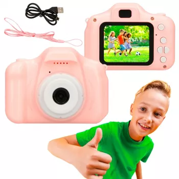 Cámara digital infantil Extralink H20 rosa 1080P 30fps pantalla 2,0