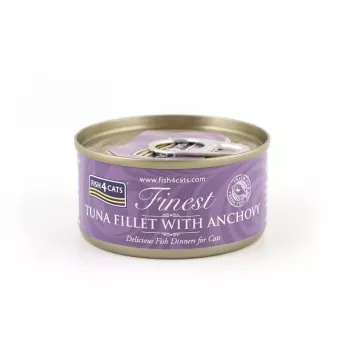 FISH4CATS Filete de atún con anchoa - comida húmeda para gatos - 70 g