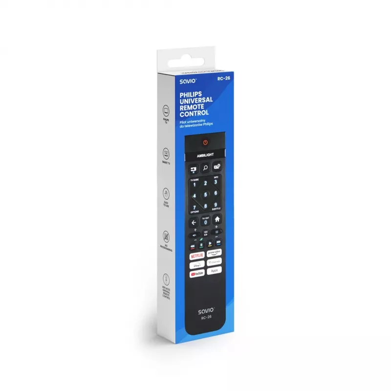 Mando a distancia Savio RC-26 IR inalámbrico teclas TV