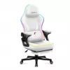 Silla gaming de malla RGB blanca