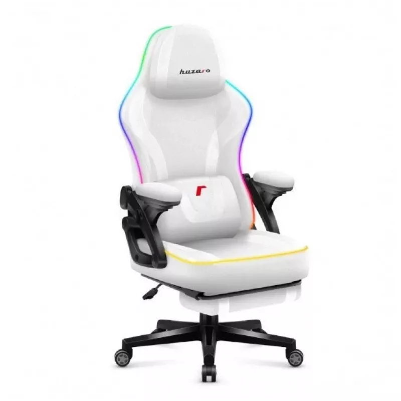 Silla gaming de malla RGB blanca